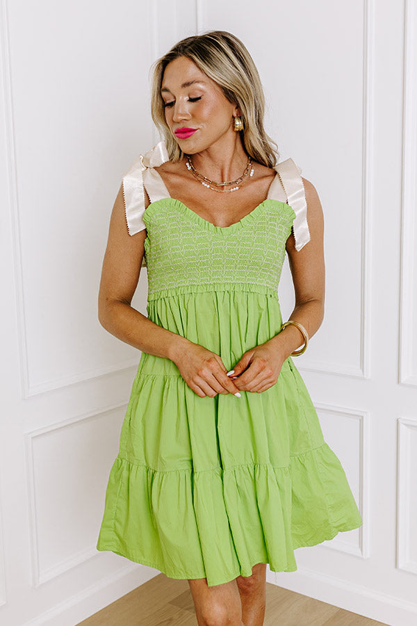 Total Crush Smocked Mini Dress in Lime Image - 1
