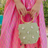 All The Vibes Straw Woven Bucket Bag in Pear Image - 1