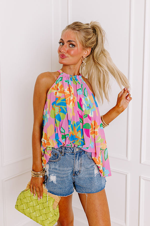 Aloha Attire Pleated Floral Top Image - 1