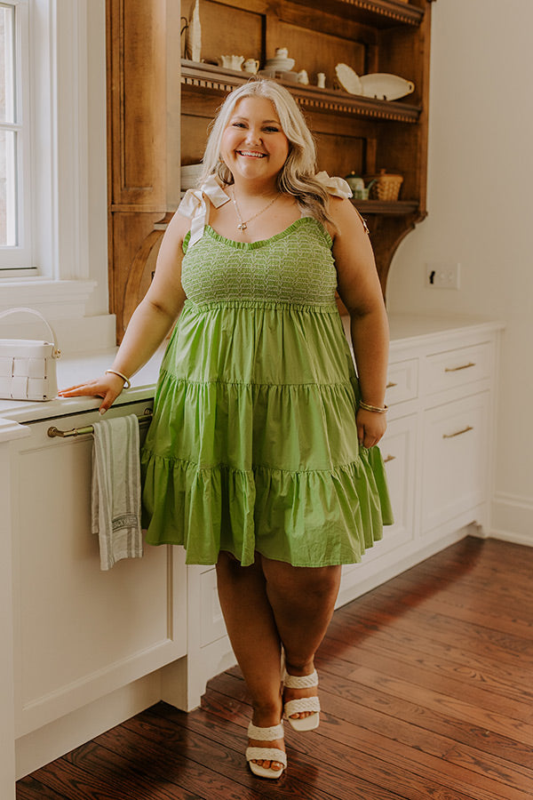 Total Crush Smocked Mini Dress in Lime Curves Image - 1