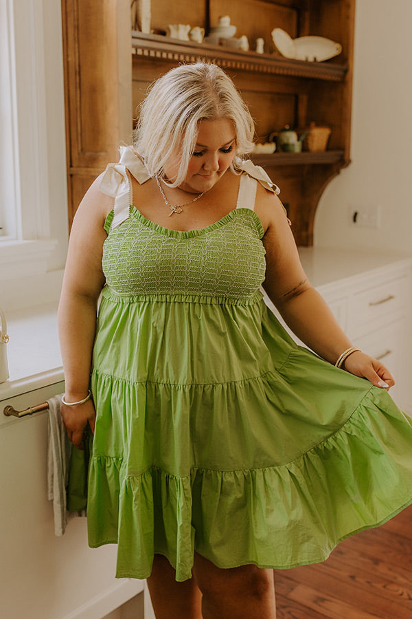 Total Crush Smocked Mini Dress in Lime Curves Image - 2