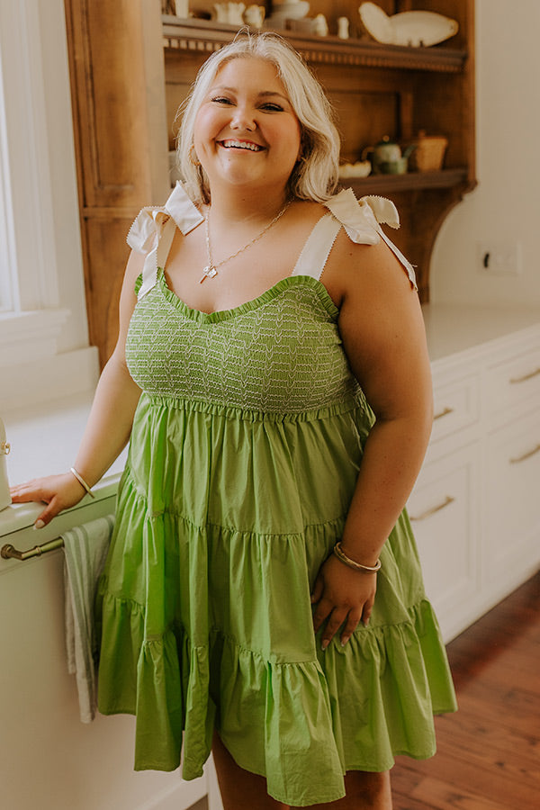 Total Crush Smocked Mini Dress in Lime Curves Image - 3