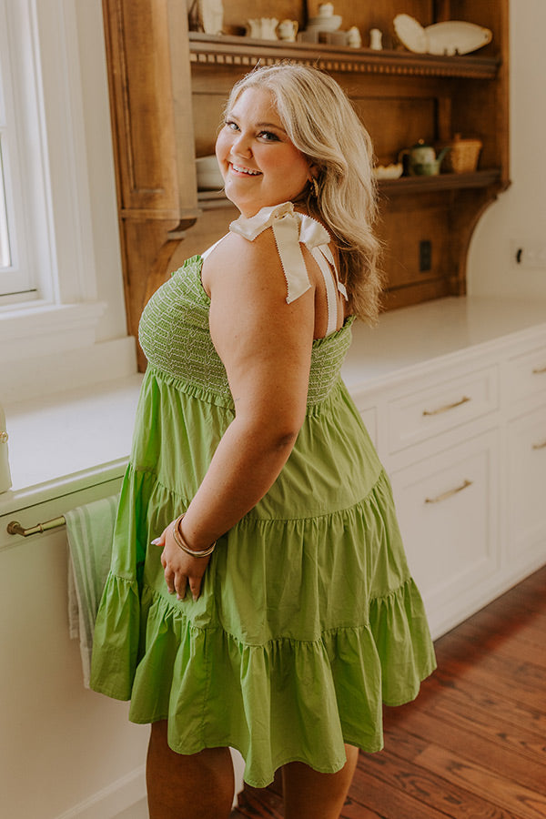 Total Crush Smocked Mini Dress in Lime Curves Image - 5