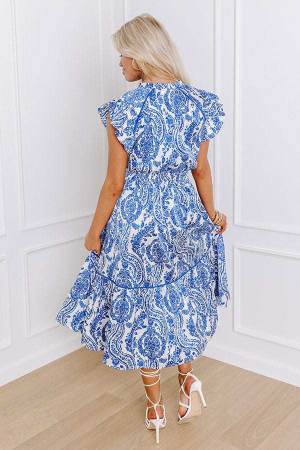 Riviera Rendezvous Satin Midi in Royal Blue Image - 5