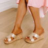 The Valentina Faux Leather Wedge in Gold Image - 1