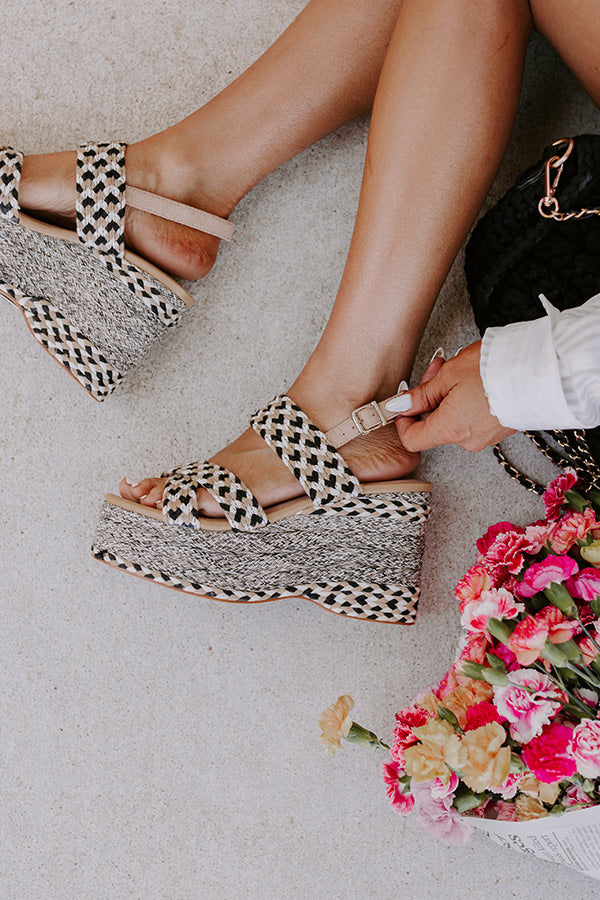 The Eloise Woven Platform Wedge in Black