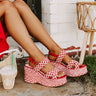 The Eloise Woven Platform Wedge in Red Image - 1