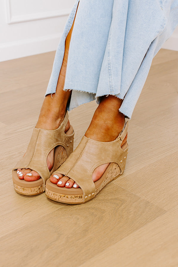 The Blair Faux Leather Wedge in Tan Image - 3