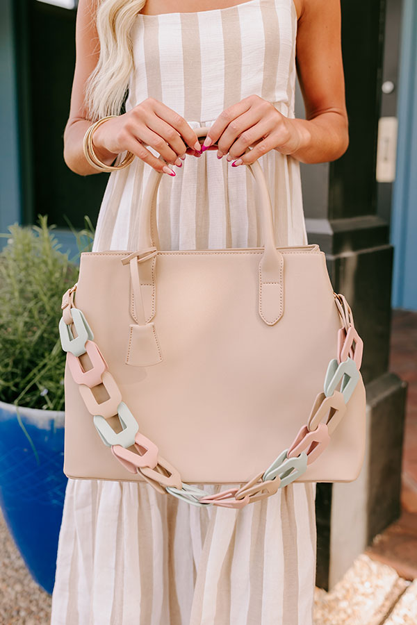 Uptown Cafe Faux Leather Tote in Iced Latte Image - 4