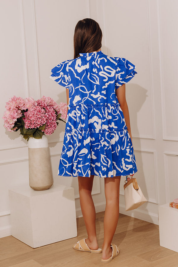 Art Gallery Ready Mini Dress in Royal Blue Image - 4