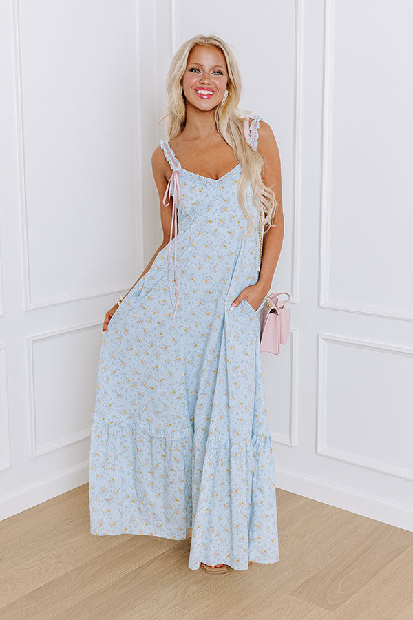 Boho Blooms Maxi Dress in Sky Blue Image - 1