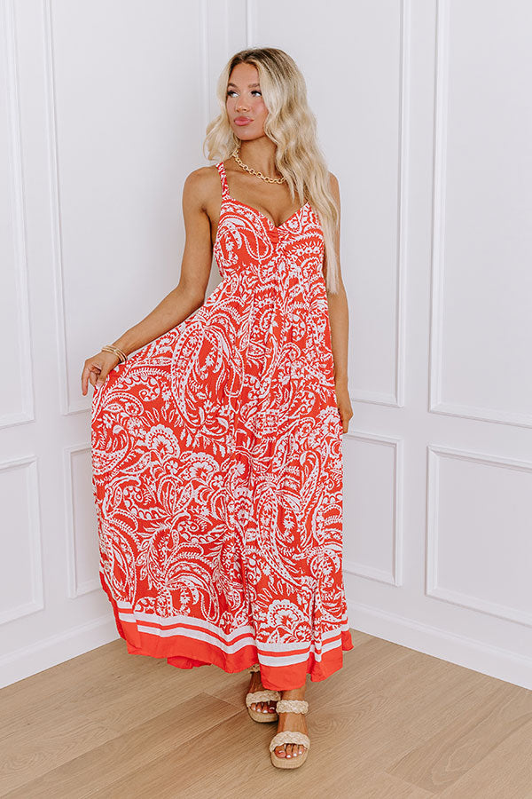 Vacay Villa Paisley Maxi Dress in Dark Tangerine Image - 5