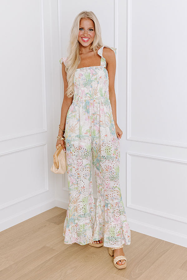 Coastal Canvas Eyelet Jumpsuit Image - 1