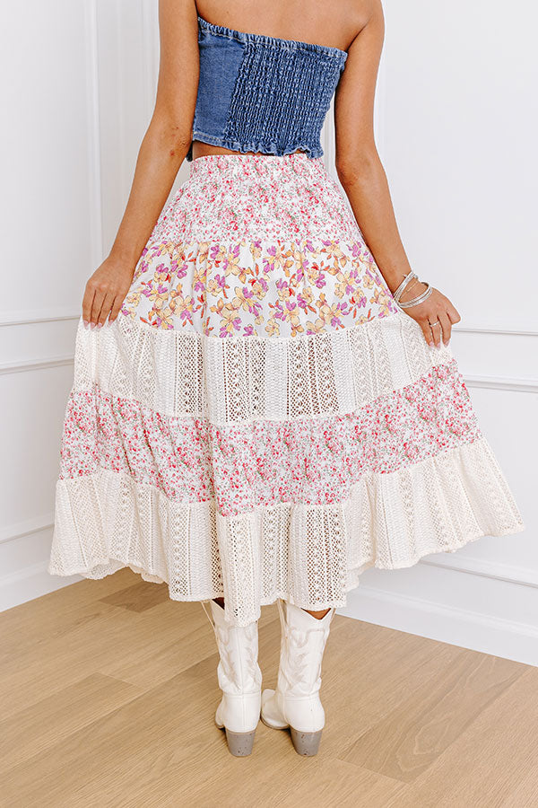 Floral Fields High Waist Midi Skirt Image - 4