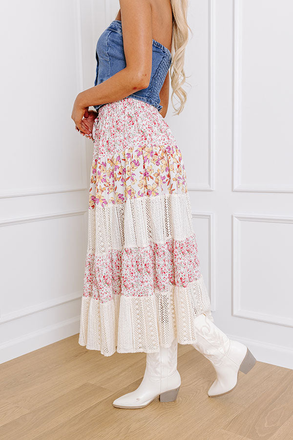 Floral Fields High Waist Midi Skirt Image - 3
