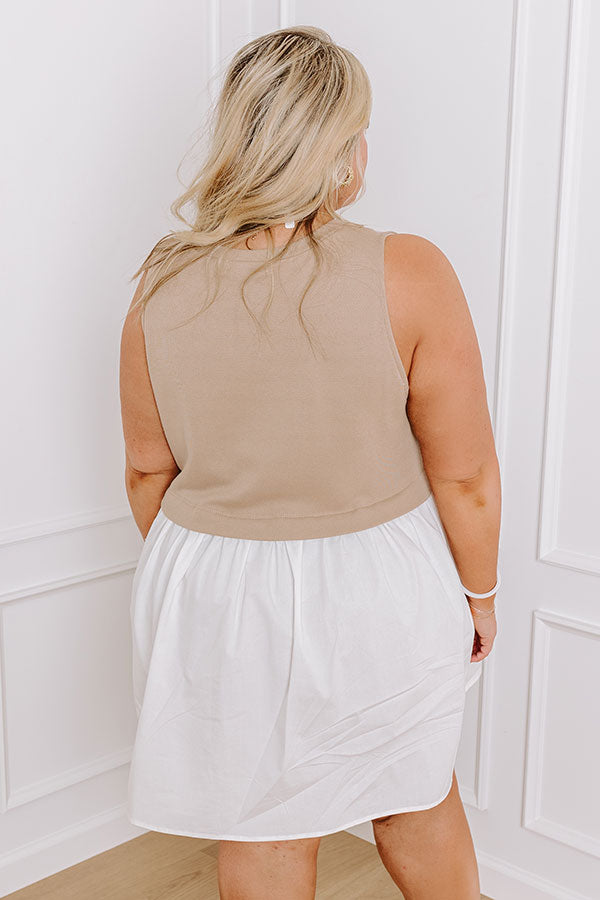 Small Town Girl Mini Dress in Warm Taupe Curves Image - 5