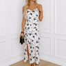 Flirtatious Smile Floral Satin Midi Image - 1