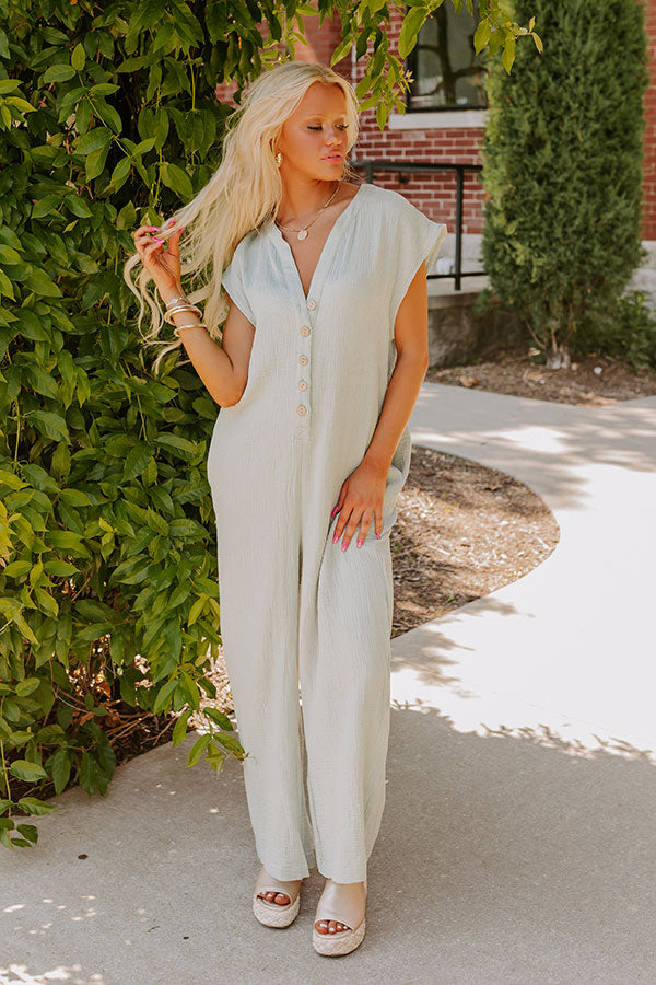 Coastal Travels Jumpsuit in Sage Image - 2