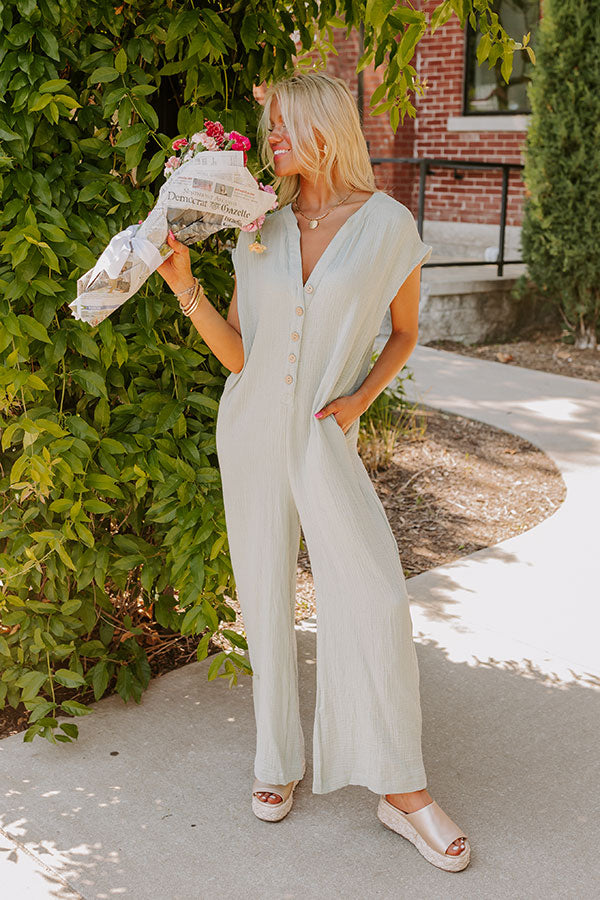 Coastal Travels Jumpsuit in Sage Image - 4