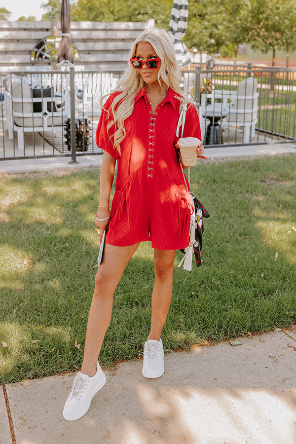 Down By The Lake Romper in Red