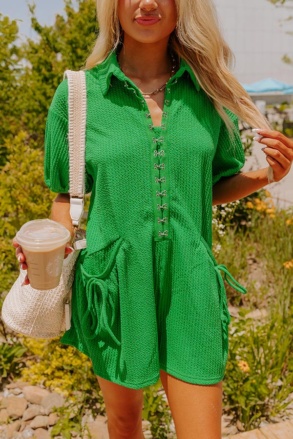 Down By The Lake Romper in Green Image - 2