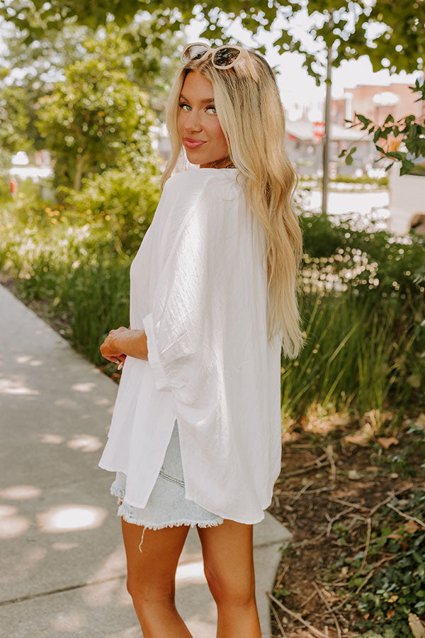 Coastal Canvas Shift Top in White Image - 3