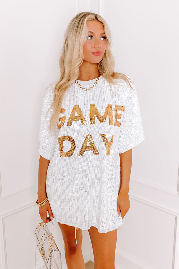 Gameday Sequin Tunic in White Image - 1
