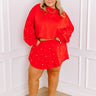 Sideline Chic High Waist Pearl Embellished Skort in Red Curves Image - 1