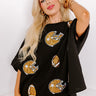Game Day Charm Sequin Oversized Tee in Black Curves Image - 1