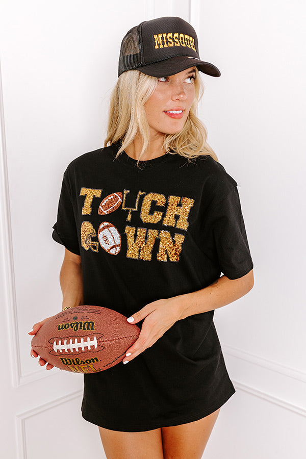 The Final Touch Down Sequin Oversized Tee in Black Image - 2