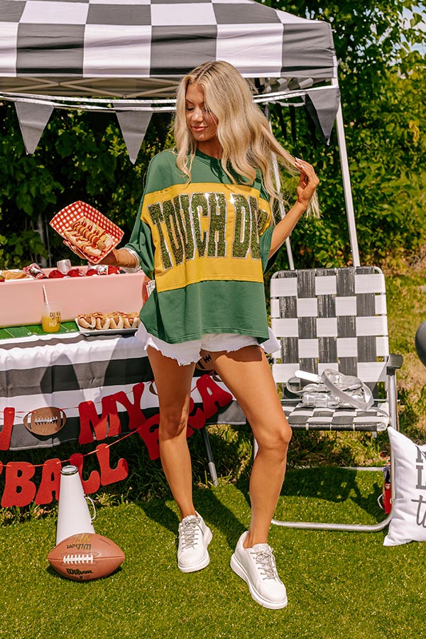 It's a Touch Down Sequin Oversized Tee in Green Image - 2