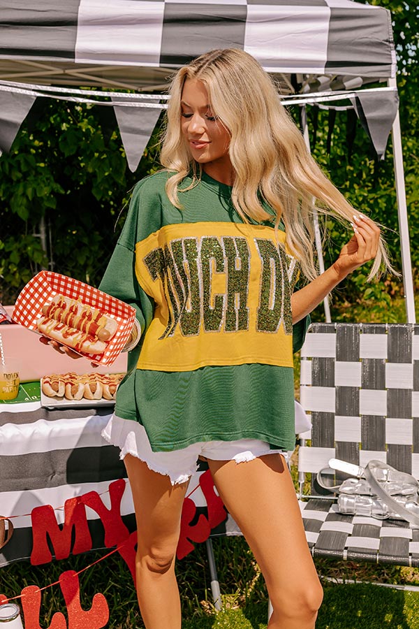 It's a Touch Down Sequin Oversized Tee in Green Image - 1