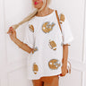 Game Day Charm Sequin Oversized Tee in White Image - 1
