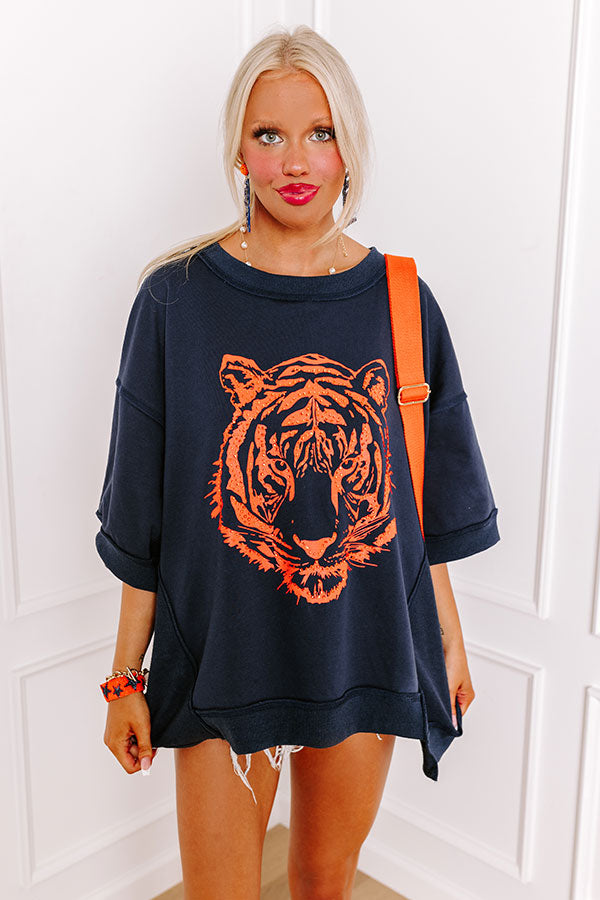 Go Get Them Tiger Embellished Oversized Top Image - 2