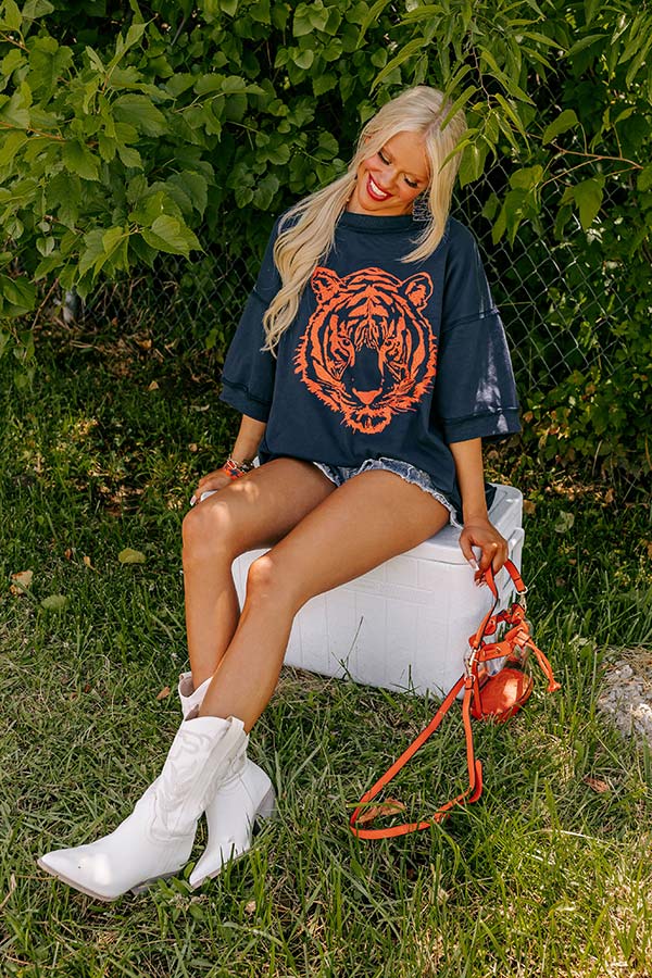 Go Get Them Tiger Embellished Oversized Top Image - 1