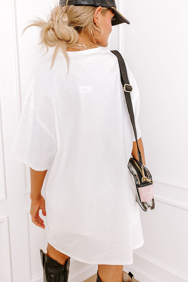 Football Season Sequin Mini Dress in White Image - 5