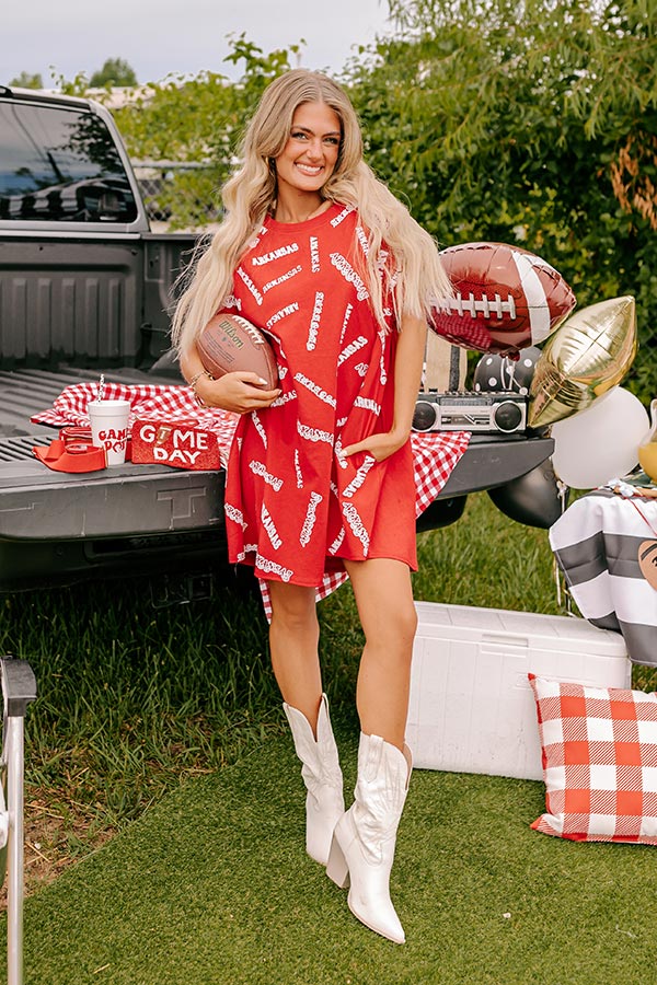 School Spirit Sequin Embroidered Mini Dress in Arkansas Image - 3