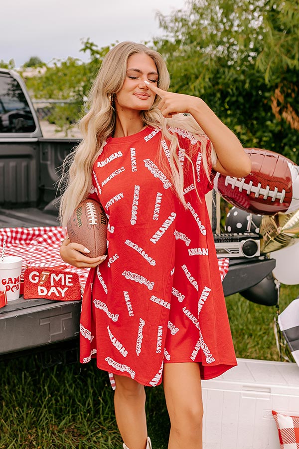 School Spirit Sequin Embroidered Mini Dress in Arkansas Image - 2