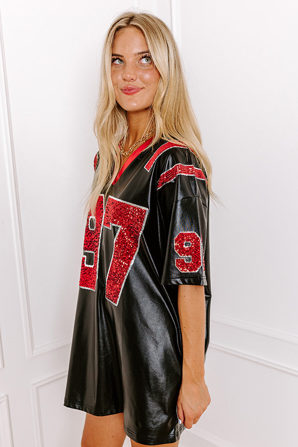 Go Number 97 Faux Leather Mini Dress in Black Image - 2