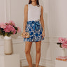 Aruba Cruise High Waist Linen-Blend Shorts in Blue Image - 1