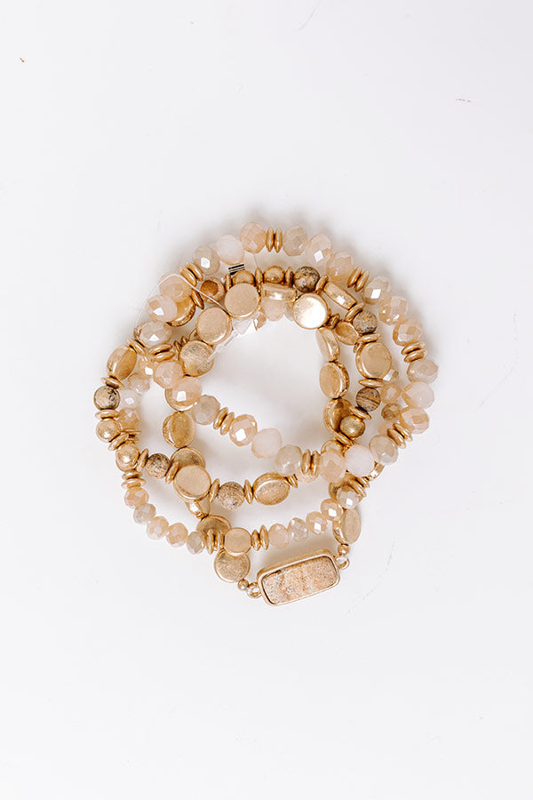 Daily Entertainment Stretch Bracelet Set in Champagne