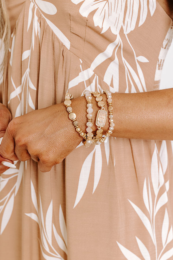 Daily Entertainment Stretch Bracelet Set in Champagne Image - 2