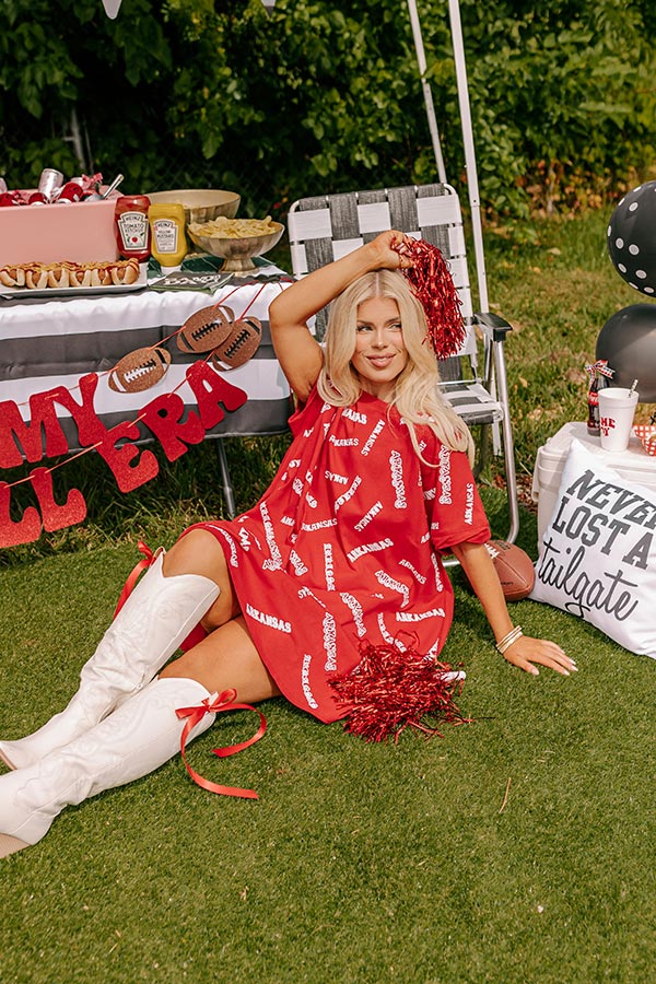 School Spirit Sequin Embroidered Mini Dress in Arkansas Curves Image - 3