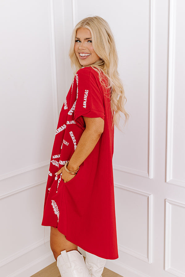 School Spirit Sequin Embroidered Mini Dress in Arkansas Curves Image - 5