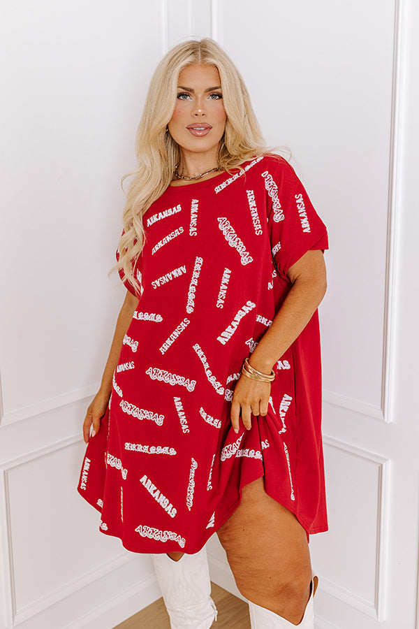 School Spirit Sequin Embroidered Mini Dress in Arkansas Curves Image - 1