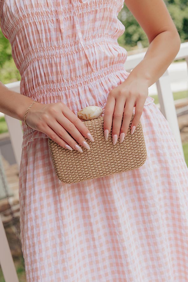 St. Lucia Love Woven Clutch in Tan