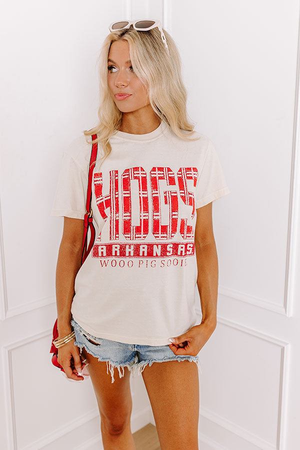 Hogs Preppy Plaid Graphic Vintage Tee Image - 1
