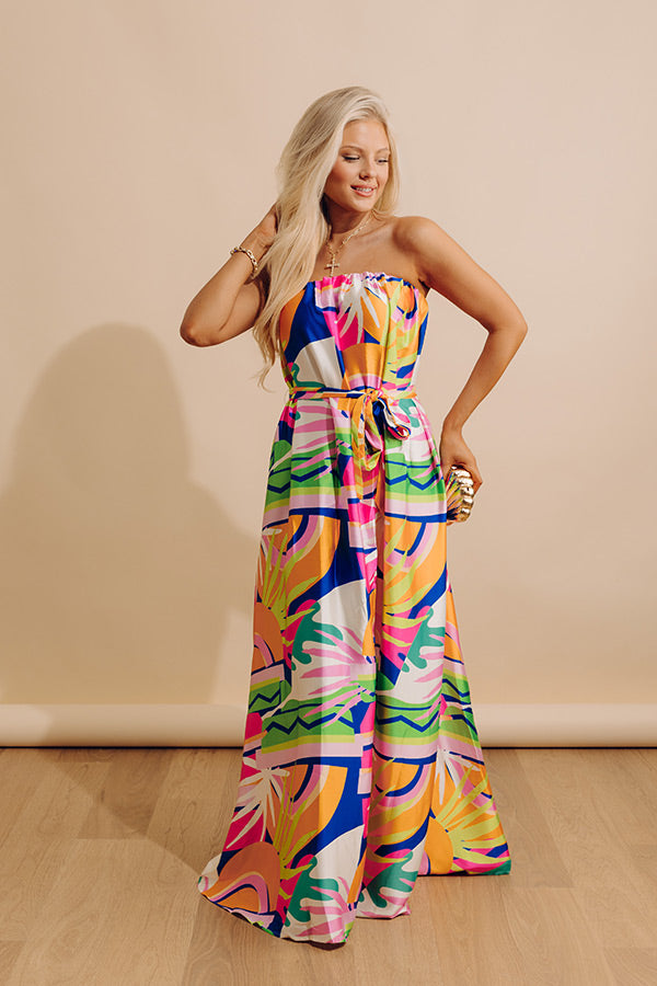 Paradise Palette Satin Maxi Dress Image - 1