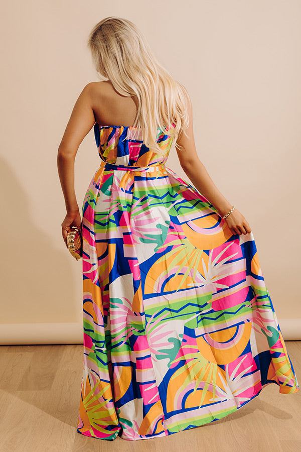 Paradise Palette Satin Maxi Dress Image - 5