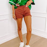 The Dakota High Waist Frayed Shorts in Rust Image - 1